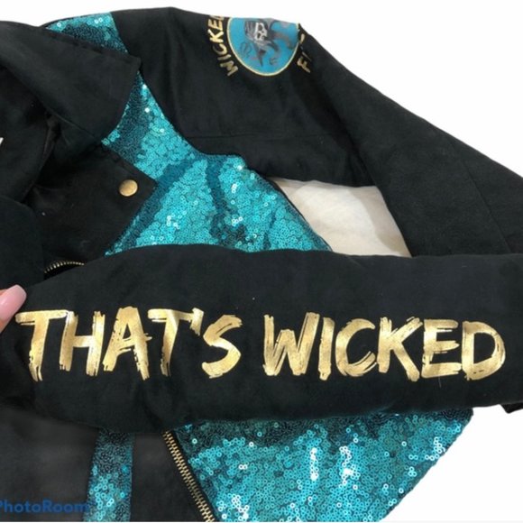 Disney D-Signed Descendants 3 Faux Suede Aqua Sequins Uma Moto Jacket, S - Picture 12 of 14